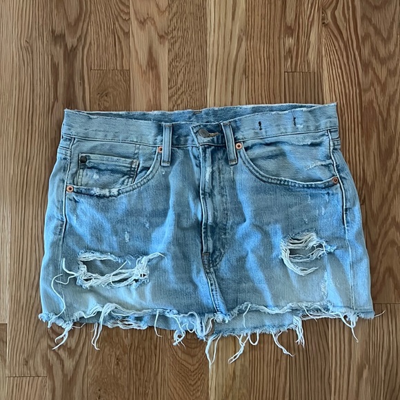 Denim & Supply Ralph Lauren Vintage Mini Distressed Blue Jean Skirt Size 28 - Picture 1 of 6